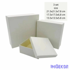  Papírdoboz 3db/szett kocka 21,5-17,5-13,5cm - Krém dekorációs kellék