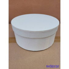  Papírdoboz kerek 22x10cm - Bordás Törtfehér dekorációs kellék