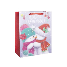 : Papírtasak Cuki hóemberek 26x32cm - Karácsonyi készülődés ajándéktasak