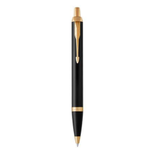 Parker Golyóstoll, nyomógombos, arany színű klip, fekete tolltest, PARKER, &quot;Royal IM&quot;, kék toll