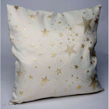 Párna töltelékkel 45x45cm, krém, arany csillagos, polyester lakástextília