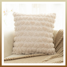  Párnahuzat nyomott mintás  krémszinű szív  45 x 45 cm  POD149 lakástextília