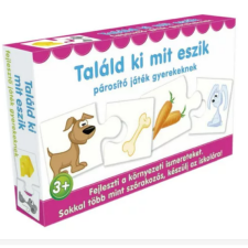 Párosító puzzle - fejlesztő játék-Találd ki mit eszik (Dohi) puzzle, kirakós