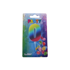 Parti gyertya szivárvány szám 0 party kellék