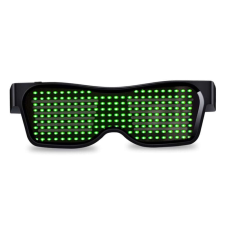  Parti szemüveg, világító szemüveg, LED kijelzős szemüveg Zöld party kellék