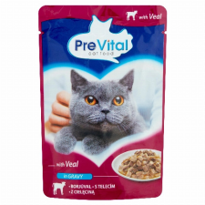 PARTNER IN PET FOOD HUNG.KFT PreVital teljes értékű állateledel felnőtt macskák számára borjúval szószban 100 g macskaeledel