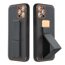 Partnertele BŐR tok Kickstand az IPHONE 15 PLUS fekete tok és táska