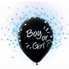 PARTY Boy or Girl, Kék konfettivel töltött léggömb, lufi 4 db-os 12 inch (30 cm) party kellék