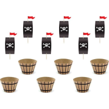 Party Deco Muffin Díszítő Készlet, Kalózos, Papír, Barna, Fekete, 6 db (5902230795150) party kellék