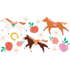 Party Deco Tetováló Matrica - Lemosható, 16 Minta/Csomag, Horses (629612) party kellék