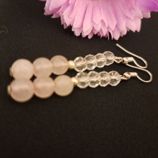  Party fülbevaló, kristály és Rózsakvarc /8/ fülbevaló