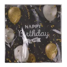  Party szalvéta, szülinapos (fekete, lufi minta) 20db party kellék