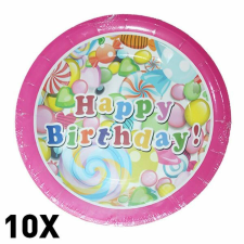  Party tányér happy birthday felirattal 10db-os kiszerelésben tányér és evőeszköz