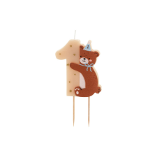 PartyDeco 1 születésnapi gyertya, Teddy maci, 7cm sütés és főzés