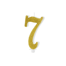PartyDeco 7-es számú születésnapi gyertya, arany, 10 cm party kellék