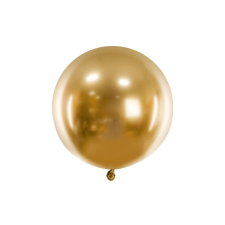 PartyDeco Kerek fényes léggömb 60cm, arany party kellék