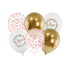 PartyDeco Lufi 30 cm, Love, mix (1 pkt / 6 db.) party kellék