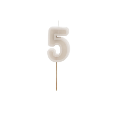 PartyDeco számgyertya, homokszín, 6 cm, 5 sütés és főzés