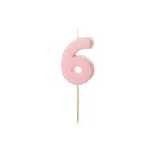 PartyDeco számgyertya, világos rózsaszín, 5,5 cm, 6 sütés és főzés