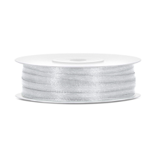 PartyDeco Szatén szalag ezüst 3mm/50m szalag, zsinór