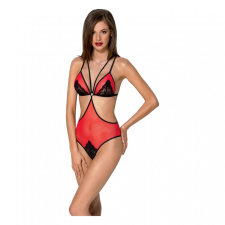 Passion Peonia - body oldalkivágással (piros-fekete) body