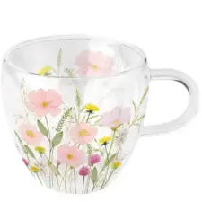  Pastel flowers duplafalú üvegcsésze 250ml bögrék, csészék