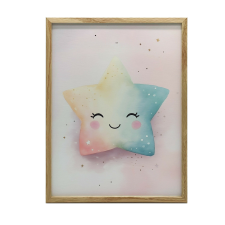 Pastelowa Gwiazdka Radości, 40x50 cm, rama aluminiowa złota, papier matowy 230 gsm grafika, keretezett kép