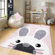Pasztel gyerekszőnyeg E513A_SFI31 babarózsaszín, nyuszi mintás 80x150 cm lakástextília