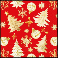 PAW Golden Christmas Trees red papírszalvéta 33x33cm, 20db-os papírárú, csomagoló és tárolóeszköz