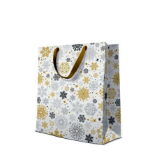 PAW Metallic Snowflakes papír ajándéktáska large 26,5x33,5x13cm ajándéktasak