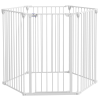 PawHut 2 az 1-ben multifunkcionális kölyökkutya játszókarám és kisállat biztonsági kapu, 6 panel, kisállat edzőkarám dupla zárral ellátott ajtóval, összecsukható kerítés, közepes és nagy kutyáknak, 100 cm magas, fehér