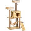 PawHut Kaparófa házikóval, 2 ággyal, függőággyal és labdával, fából, poliészterből és szizálból, 60 x 40 x 130 cm