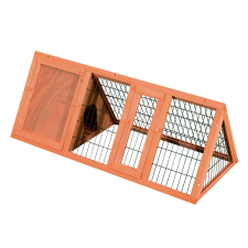PawHut nyúlketrec, fenyőfa, 123x53x8,5 cm, barna ketrec, szállítóbox rágcsálóknak