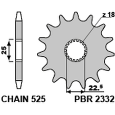 PBR acél standard első lánckerék 2332 - 525 egyéb motorkerékpár alkatrész