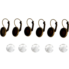 PC Fém fülbevaló alap, lencsével kör alakú, 12mm - bronz 1 pár ékszeralap