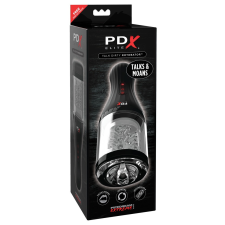 PDX Elite Rotobator - nyögő, forgó műpunci (áttetsző-fekete) művagina