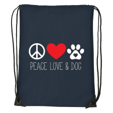 Peace love and dog - Sport táska navy kék tornazsák