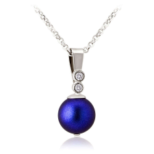 Pearly - Kézzel készített Swarovski gyöngy nyaklánc - Iridescent dark blue - kék nyaklánc