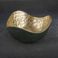  Pedro3 fém dísztál Sötétzöld/arany 25x25x13 cm dekoráció