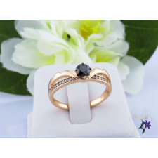  Penni antiallergén fekete köves gyűrű -18K gyűrű