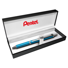 Pentel Rollertoll 0,35mm, fém skyblue test, Pentel Energel BL407S-A, írásszín kék toll
