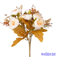  Peónia 5 ágú selyemvirág csokor 28cm - Fehér dekorációs kellék