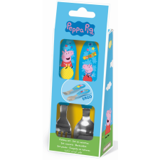 Peppa malac Hooray fém ergo evőeszköz készlet - 2 darabos babaétkészlet