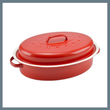 Perfect home Zománcozott kacsasütő 37*26cm Piros-Fehér 10379 edény