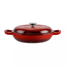 Perfect home Zománcozott Öntöttvas Szeletsütő Lábas Fedővel 27 cm, Piros edény