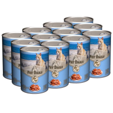 Pet Daily Cat teljes értékű nedves macskaeledel, halas 12x415g macskaeledel