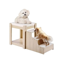  Pet emeletes ágy, többszintű 3 lépcsőn, puha mosható gyapjúpárna, bézs színű, szállítóbox, fekhely kutyáknak