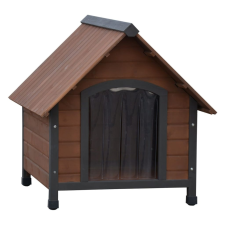 @Pet Rustique barna kutyaház műanyag csapólapokkal 76 x 76 x 72 cm szállítóbox, fekhely kutyáknak
