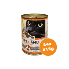 PET'S LAND Pet s Land Cat Konzerv Baromfi 24x415g macskaeledel