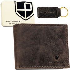  Peterson Férfi Bőr Pénztárca + Kulcstartó- PTN EHP-CHM-N003 BROW- Barna- pénztárca